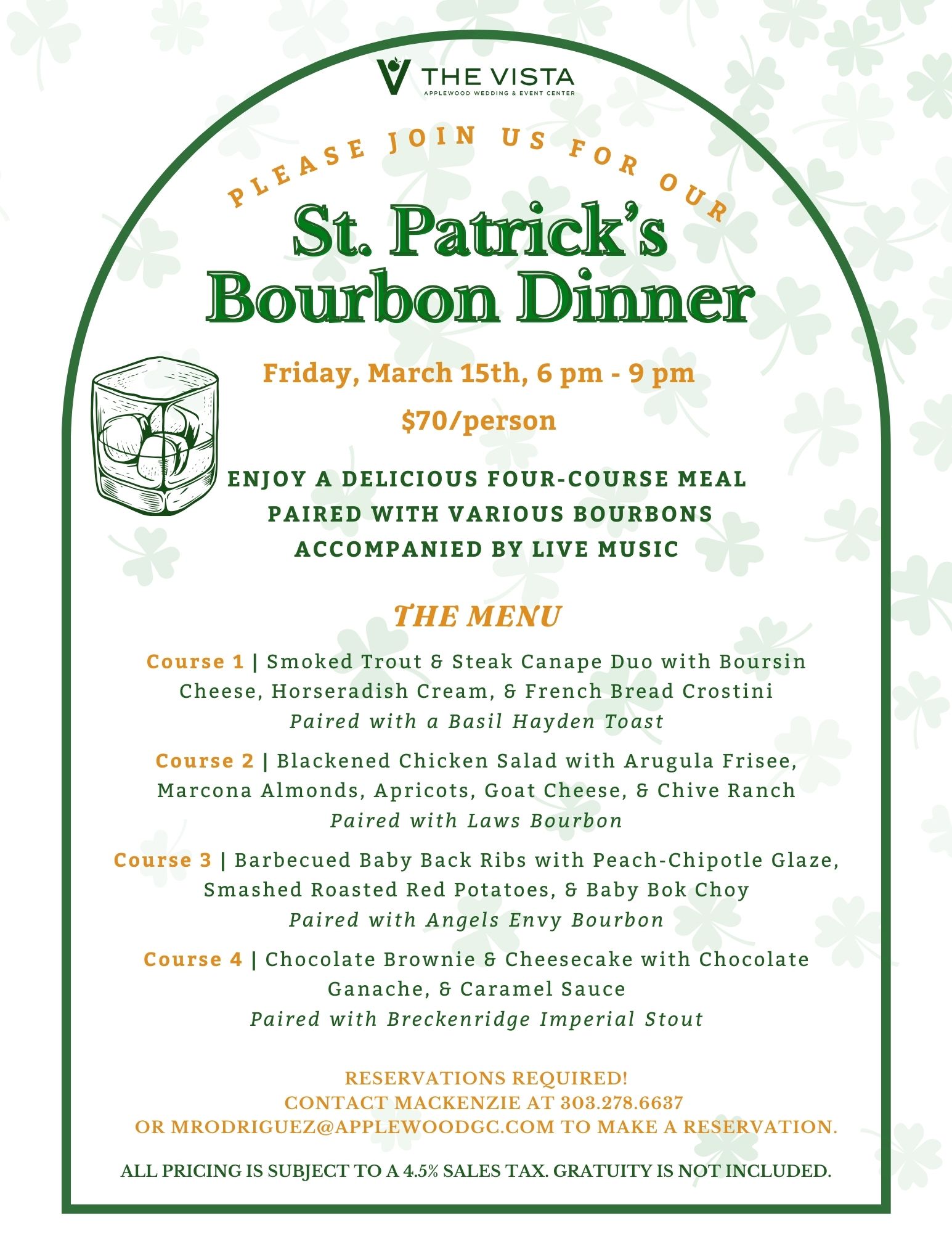 St Paddys Bourbon Dinner